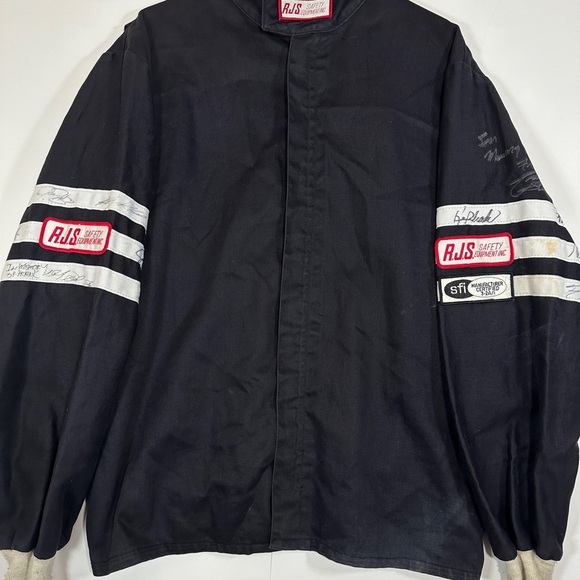 Vintage RJS Racing Equipment Mens Black Jacket Zip-Up Embroidered Signed 1990s - Picture 3 of 14